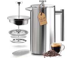Roestvrijstalen Franse Koffiepers - 34oz Dubbelwandige Cafetière met 3 filters