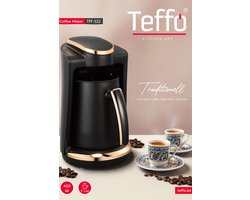 Teffo Traditionele Koffiezetter – 400W – 4 Kopjes – Zwart met Goud – Turkse Koffie