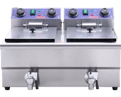 12x2L Elektrische Friteuse RVS 1500W + 1500W Uitneembare Manden