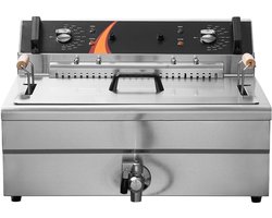 3000W Elektrische Kalkoenfriteuse, 30,6 Qt/29 L Commerciële Friteuse met Mand, Temperatuurregeling, Roestvrij Staal, voor Gebruik In Keukens en Restaurants, Zilver