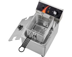 3100W Elektrische Frituurpan voor Op Het Aanrecht, 9l Roestvrijstalen Frituurpan met Mand, In Hoogte Verstelbare Poten, Temperatuurregeling, Oververhittingsbeveiliging voor Restaurants, Cafés en Bars
