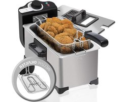 3L elektrische friteuse - roestvrijstaal - 3 liter capaciteit - temperatuur tot 190ºC - 2000W