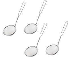 4 stuks - Zeeflepel - Fijne maaswijdte - Keukenhulpmiddel - Roestvrij staal - Geschikt voor het zeven van hotpotolie en soep - Zilver