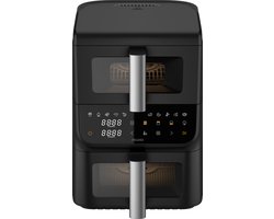 4SWISS ABB-225 DoubleCook - Friteuse zonder vet - 1700 W - 2 kookzones (3,5 l + 6,5 l) - 12 programma's - Controlevenster - Zwart