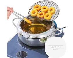 Aafinity Friteuse - Frituur Pan - Japanse Frituurpan - Friteuse 4.2 Liter - Met Thermometer - Makkelijk Schoon Te Maken - RVS