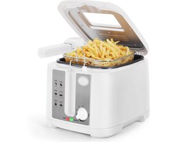 Aigostar Indra - Frituurpan - Friteuse - 2.5L - met Kijkvenster - 1650W - Koude zone - wit