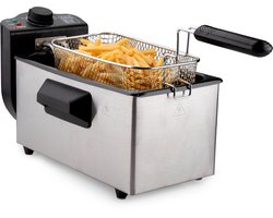 alpina Frituurpan 3 Liter - Friteuse 2000W - Frituur met Instelbare Temperatuur tot 190 °C - Frietpan 2000W - met Kijkvenster - RVS