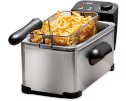 alpina Frituurpan 3 Liter - Friteuse met Instelbare Thermostaat - Frituur met Uitneembare Mand - Frietpan 2000W - 32,3 x 20,5 x 18,9 cm - RVS