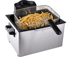 alpina Frituurpan 5 Liter - Dubbele Friteuse met 3 Frituurmanden - Frituur met Instelbare Temperatuur tot 190 °C - Frietpan 2000W - met Kijkvenster - RVS