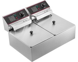 Ariqo Friteuse Dubbel - Friteuze - Dubbele Frituurpan - Commerciële Elektrische Friteuses - Roestvrijstaal - 12L - 5000W