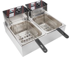 Aura® Frituurpan dubbel - Frituurpan -Zilver - ‎44cm x 55cm x 30cm