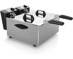 Aurixi® Frituurpan dubbel - Frituurpan - Roestvrij staal - ‎33cm x 29cm x 29cm