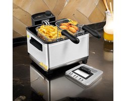 Babij Cooking Friteuse - Frietpan - 5L - RVS - 2000W - Met Kijkvenster & 3 Uitneembare Frituurmand - Frituurpan