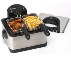 Bestron Frituurpan 4.5 liter - DF402B - Frituese 2000W - 1 grote, 2 kleine manden, kijkvenster - RVS