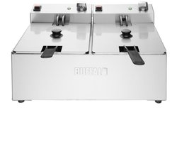 Buffalo Dubbele Friteuse 2x5 L met Draaithermostaat - RVS - 5600W - incl. uitneembare mand en deksel