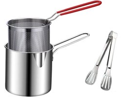 Cokar Kleine Frituur Pan - Friteuse - Frituur Pan - Met Keuken Clip - Frituurpan met Korf - Oliebesparen - Geschikt Voor Gas En Inductie - Frietpan - Frituurpan - Huisraad Friteuse - Chipfriteuse 1.2 l