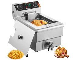 Commerciële Elektrische Friteuse - Basis Type - 9L - RVS Deep Fryer - Enkel Mandje - Timer & Temperatuurregeling - Snelle Verwarming - Eenvoudig Schoon te Maken
