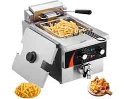 Commerciële Friteuse 9 Qt / 8,5 L – Elektrische Aanrechtfriteuse 1750W met Mand - Oliecapaciteit 5,9L - Tijd- en Temperatuurregeling - Roestvrij Staal