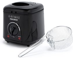 Compact 1L Mini Deep Fat Fryer - Removable Non-Stick Cooking Basket Easy Clean Non-Slip Adjustable Temperature Control Countertop Chip Pan Odour Reducing Filter 950W - 1L Oil Capacity Black