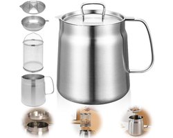 Compacte 2L Frituurpan van Roestvrij Staal met Zeef en Deksel - Geschikt voor Inductiekookplaat - Ø 14 cm