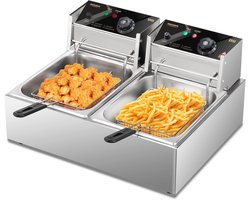 Diep Frituurpan met Mand en Deksel - Roestvrij Staal Aanrecht Frituurmachine voor Donuts, Friet en Meer - 12 Liter Capaciteit