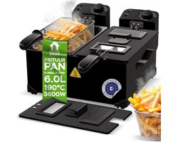 DnA® Friteuse Dubbel - Airfryer - Friteuse - Zwart - 41cm x 41cm x 22cm