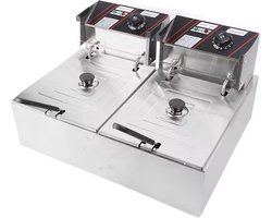 Dubbele Frituurpan - Frituurpan - 12L frituurpan - Dubbel - RVS frituurpan - XL - Zilver