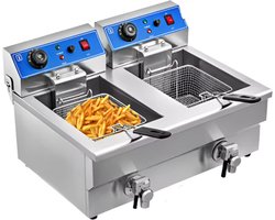 Dubbele Frituurpan - Frituurpannen - Horeca Friteuse - 20L - 6000W - Instelbare Thermostaat - RVS - 2 Tanks - Snelle Verwarming - Voor Horeca - en Thuisgebruik