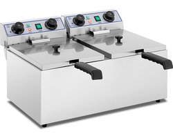 Elektrische dubbele friteuse - 2 x 13 liter met timerfunctie (60 min) - Royal Catering