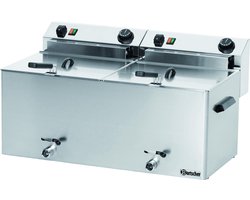Elektrische Dubbele-Friteuse | Met aftapkranen 2 x 10 liter | 400V | 16,2kw | 750x450x(H)375 mm