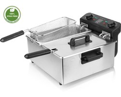 Emerio Frituurpan Dubbel - 2x 3 Liter Friteuse - PFAS-Vrij - Regelbare Thermostaat - Koude Zone - DF-120485 RVS