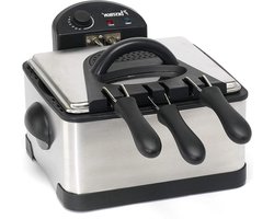 Family Friteuse met Cool Zone - 4 liter - 1 grote en 2 kleine frituurmanden - Frituurpan met kijkvenster - 2000W - rvs