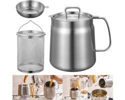 Filterkan - Frituurpan - frituurpan 1.5 liter - Friteuse - Frituurpan met Korf - Roestvrij staal - Zilver