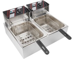 Florixa® Frituurpan dubbel - Frituurpan -Zilver - ‎44cm x 55cm x 30cm