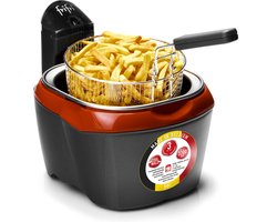 Frifri 918RR - Frituurpan - friteuse - 3 liter - koude zone - 3200 Watt - 1 kg friet - zwart/rood