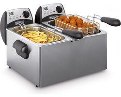 FRITEL Friteuse FR 1355 Duo - Dubbele Frituurtoestel / Frituurpan dubbel - 2 x 3L - 2 x 2200W - Antistofdeksel - 2 tot 8 Pers. - Enkel Olie