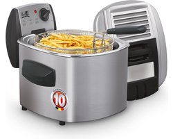 FRITEL Friteuse FR 1490 - Frituurpan / Frituurketel - 4L - 3000W - Filterdeksel + Kijkvenster - 3-5 Pers. - Koude Zone - Enkel Olie - Rond
