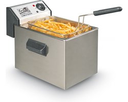 FRITEL Frituurpan - Profi 3355 - Professionele Frietketel met Antistofdeksel - Friteuse voor Olie + Vast Vet - Koude Zone - Uniek Dubbel Verwarmingselement - 3200W - 4L