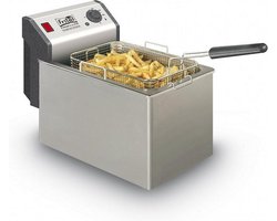 FRITEL Frituurpan - Profi 4605 - Professionele Friteuse met Antistofdeksel - Olie + Vast Vet - Koude Zone - Uniek Dubbel Verwarmingselement - 3200W - 8 liter