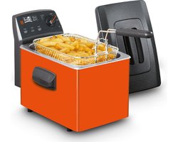 FRITEL Frituurpan - Turbo SF® 4152 - Frietketel met Antistofdeksel - Friteuse voor Olie + Vast Vet - 2-4 pers. Frituurketel - 2200W - 3L - Oranje