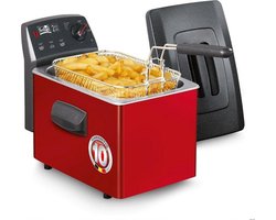 FRITEL Frituurpan - Turbo SF® 4153 - Frietketel met Antistofdeksel - Friteuse voor Olie + Vast Vet - 2-4 pers. Frituurketel - 2200W - 3L - Rood