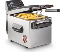 FRITEL Frituurpan - Turbo SF® 4345 - Frietketel met Filterdeksel - Friteuse voor Olie + Vast Vet - 3-5 pers. Frituurketel met Kijkvenster- 3200W - 4L