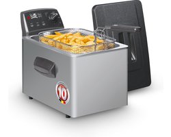 FRITEL Frituurpan - Turbo SF® 4551 - Frietketel met Antistofdeksel - Friteuse voor Olie + Vast Vet - 5 persoons Frituurketel - 3000W - 5L