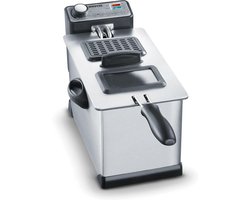 Friteuse - 400 g frituurhoeveelheid - uitneembaar vetreservoir - stofdeksel - kijkvenster - bijgerechten - hoofdgerechten - 2000 W - 3 l - roestvrij staal - zwart