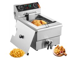 Friteuse / Frituurpan - Commercieel Elektrisch - 9 Liter RVS - 1500 W - Met Frituurmand - Timer & Instelbare Thermostaat - Oververhittingsbeveiliging