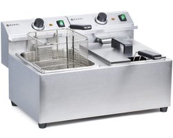 Friteuse – Frituurpan – Heteluchtfriteuse – Frietpan – Professionele Friteuse – 2 x 8 Liter Capaciteit – 7 kW Vermogen – Koude Zone Systeem