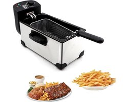 Friteuse van 3,5 liter - met instelbare temperatuurknop - roestvrijstalen frituurmand - geschikt voor thuiskeukens en restaurants - oververhittingsbeveiliging - veilig en betrouwbaar - met lekbak voor eenvoudige reiniging