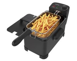 Frituurpan - 3 Liter - 2000W - Friteuse - Koude Zone - Zwart- Vivid Green