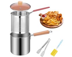 Frituurpan 3 liter roestvrij staal met zeef en vetcontainer