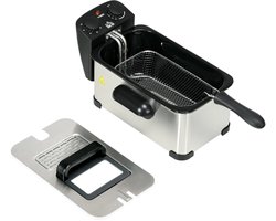 Frituurpan - 3 liter - Tot 190 graden - 2000 watt - Kijkvenster - Friteuse - RVS - Zwart
